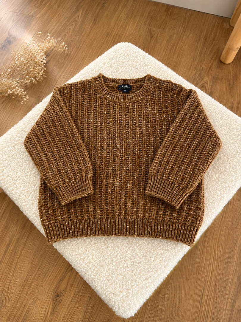 Pull tricot marron Kiabi 18 mois garçon manches longues hiver