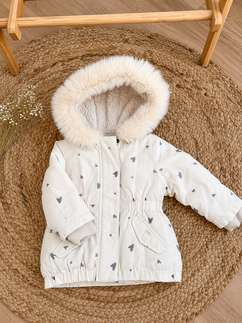 Doudoune fille Ikks crème motif cœurs 12 mois hiver