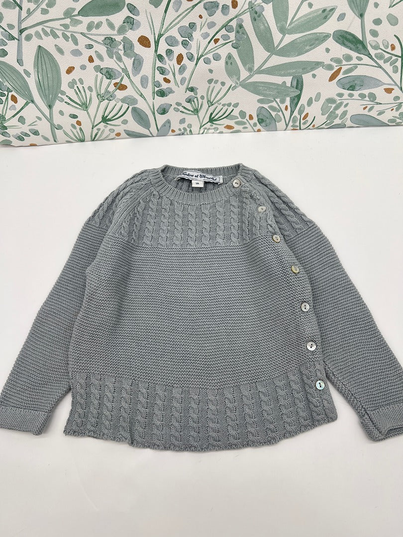 Gilet Cardigan Brassière mixte Tartine et Chocolat - 1 an - Bleu/gris - Garçon fille