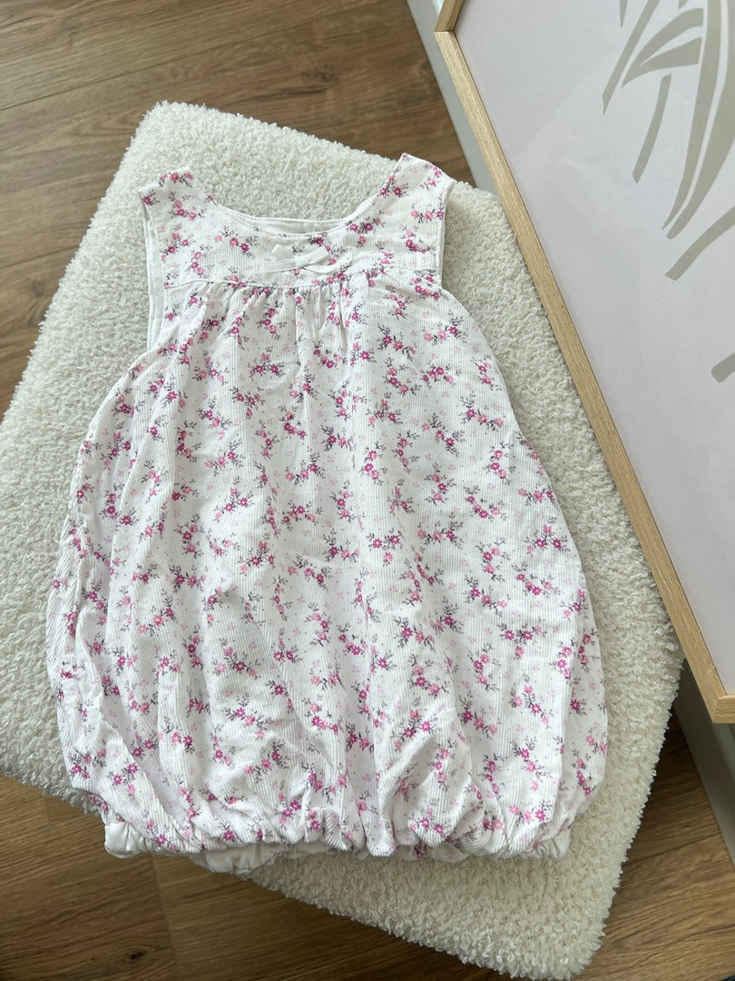 Robe ballon fleurie été fille - 3 mois - Blanc & rose