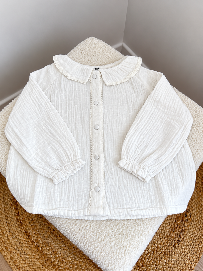 Chemise fille blanc mi-saison manches longues 2 ans Kiabi