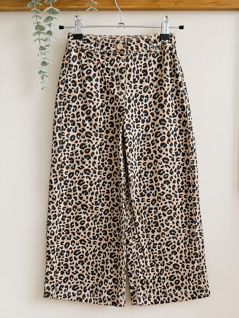 Pantalon jean large fille Tape à l'œil 6 ans marron léopard mi-saison