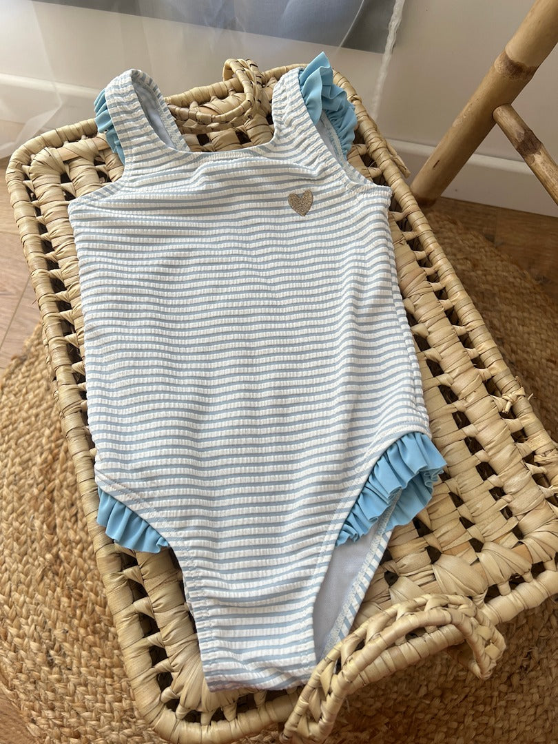 Maillot de bain 1 pièce fille Tape à l'oeil 3 ans rayé bleu été