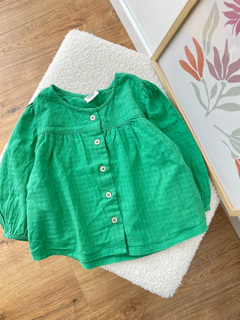 Blouse manches longues fille Tao Tape à l'oeil - 12 mois - Vert