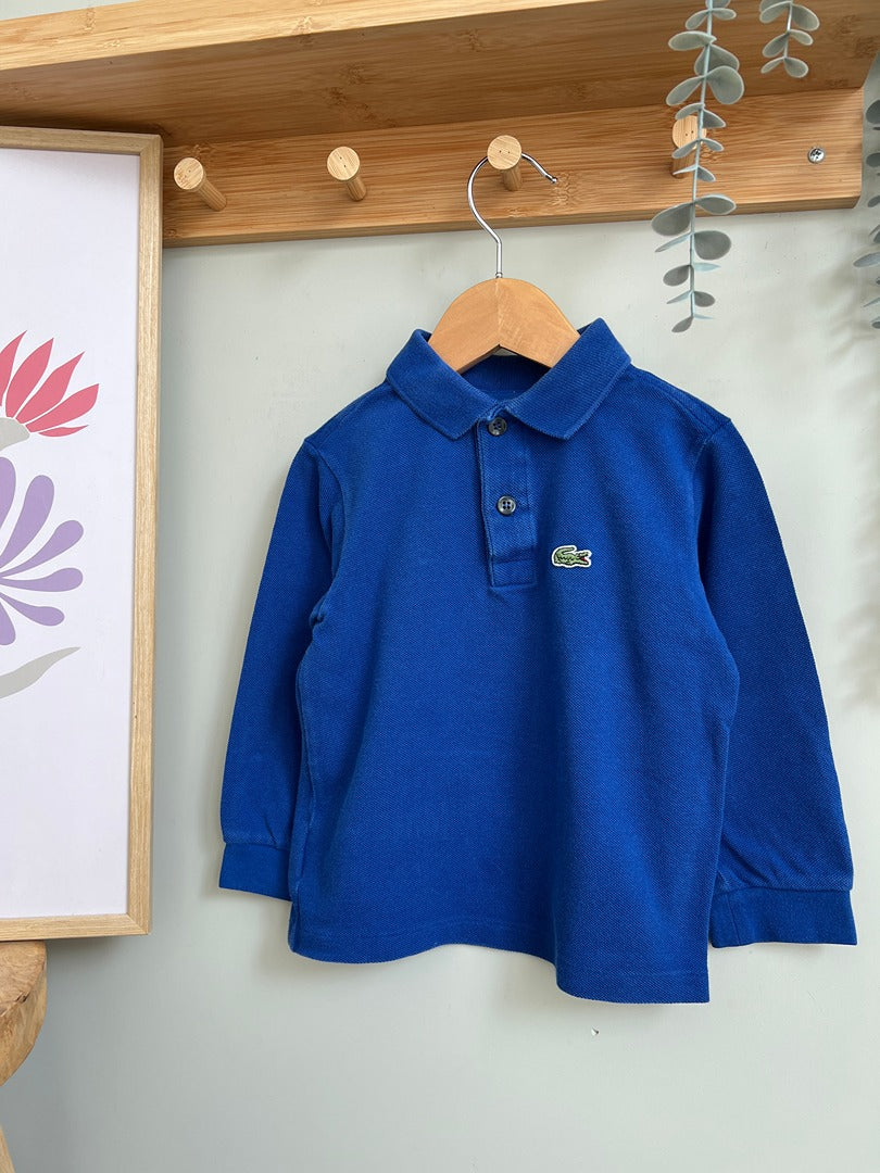 Polo bleu Lacoste 3 ans manches longues garçon mi-saison