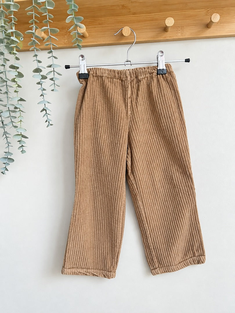 Pantalon large velours beige Trois Ptits Points Et Hop fille mi-saison 4 ans