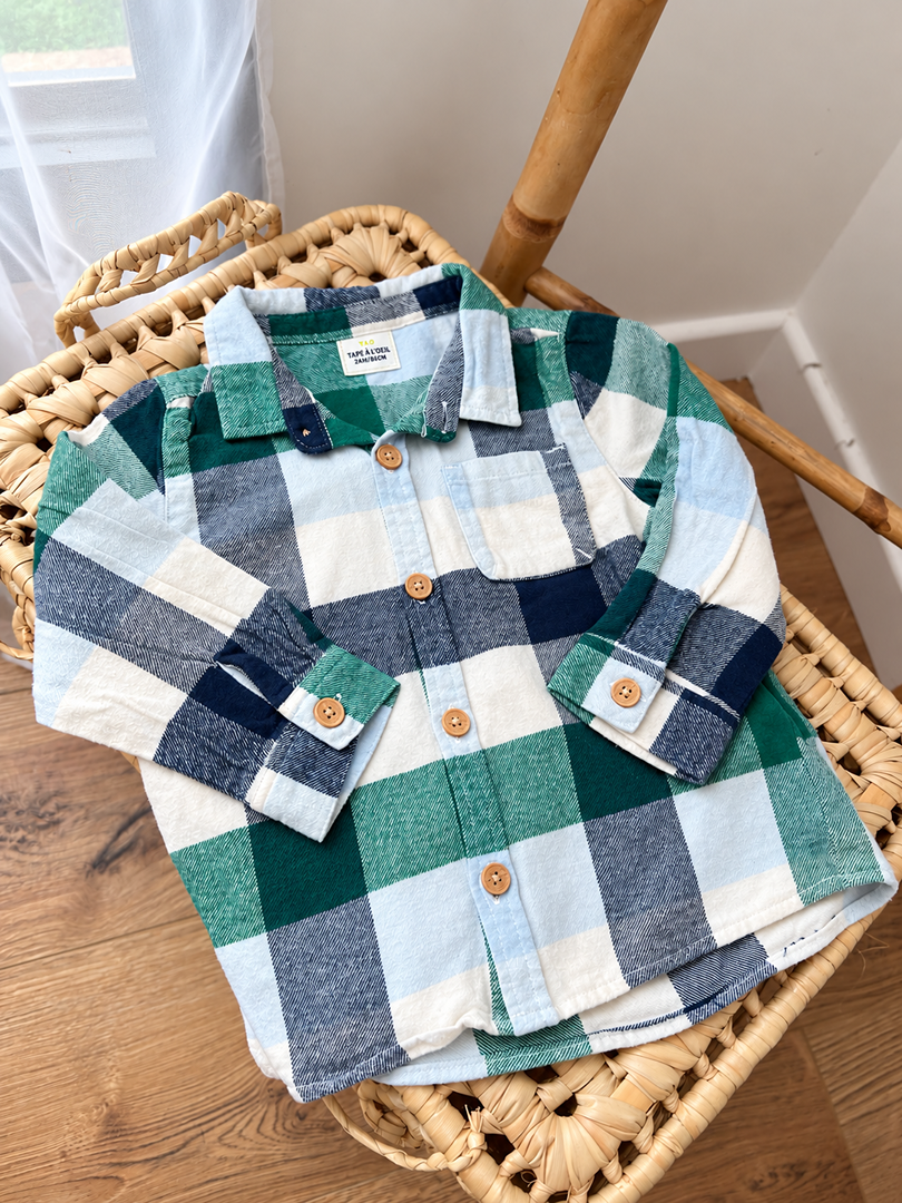 Chemise à carreaux garçon Tape à l'oeil vert mi-saison 2 ans