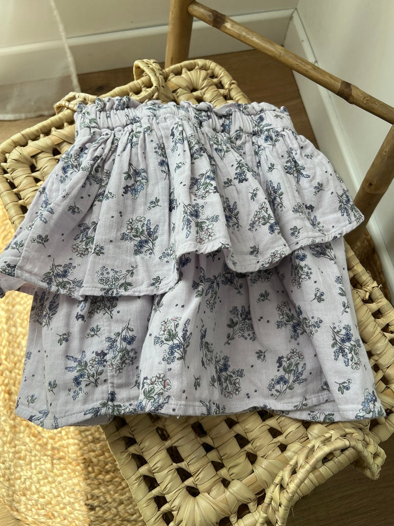 Jupe fille Vertbaudet 5 ans lilas fleurie gaze de coton été
