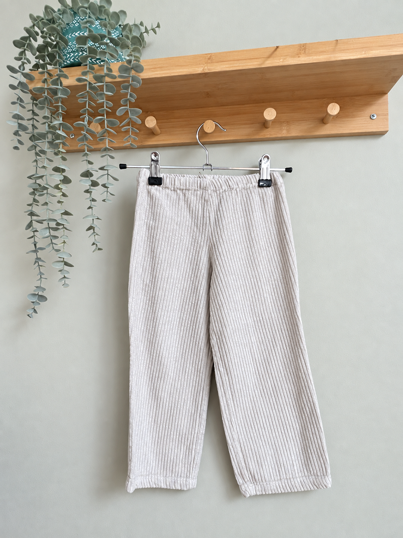 Pantalon large velours beige fille 4 ans mi-saison Trois Ptits Points Et Hop