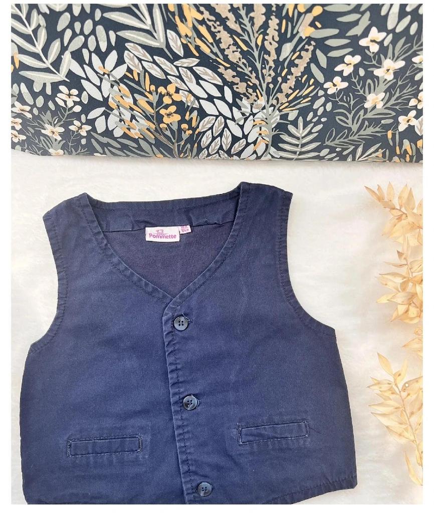 Gilet sans manches de cérémonie bleu marine - Pommette - 18 mois Garçon