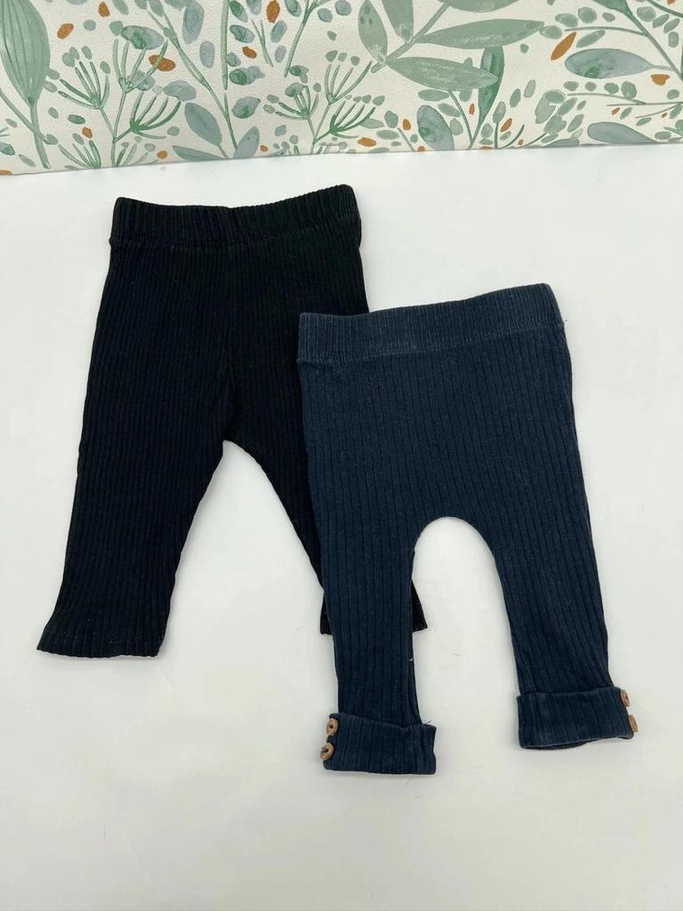 Lot 2 leggings côtelé noir et bleu fille - Kiabi 3 mois réf 1829