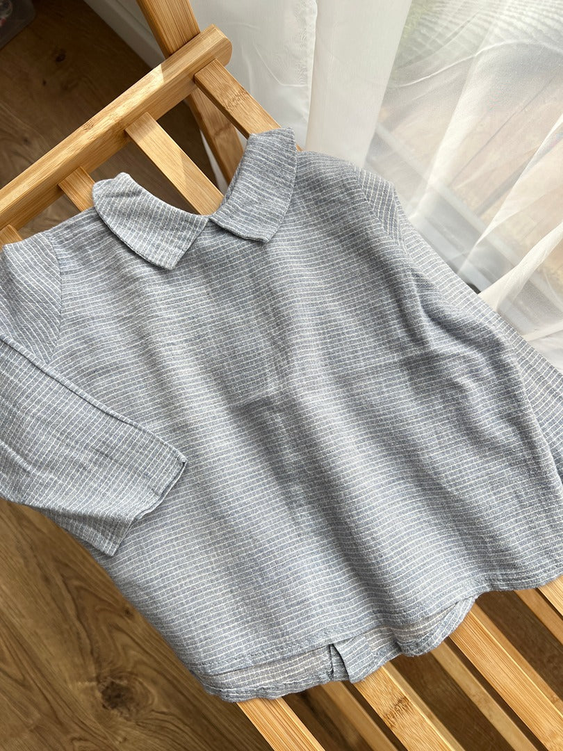 Chemise joli col Brindille la chipie 2 ans mixte mi-saison manches longues bleue garçon ou fille