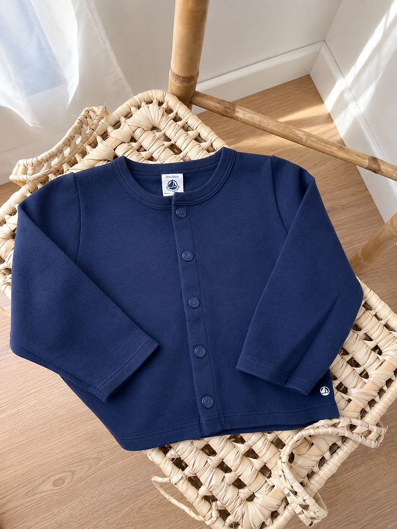 Gilet Petit Bateau 2 ans bleu marine fille mi-saison