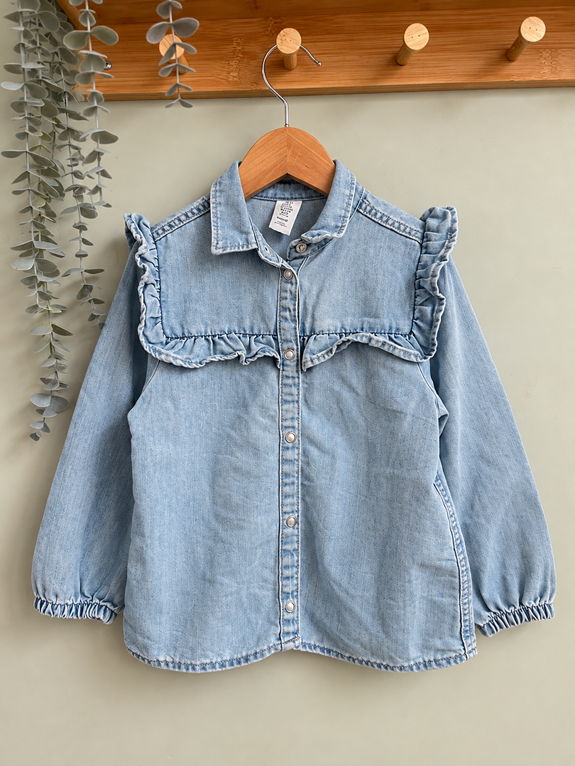 Chemise en jean fille H&m & Denim bleu mi-saison manches longues 6 ans