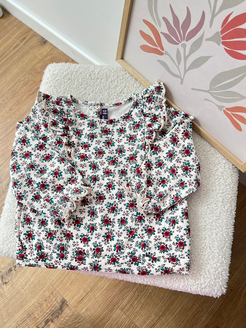 Sweat pull blanc à volants Sergent Major fille 18 mois fleurs mi-saison manches longues