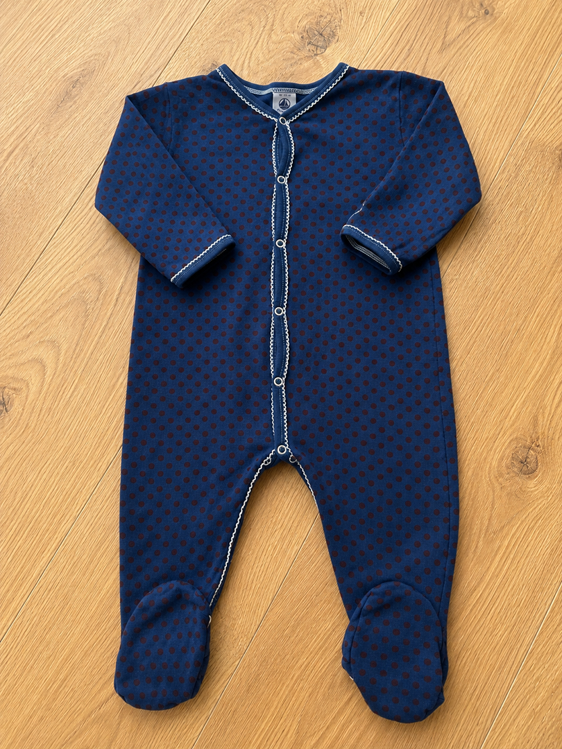 Pyjama 1 pièce jersey Petit Bateau 18 mois bleu fille mi-saison