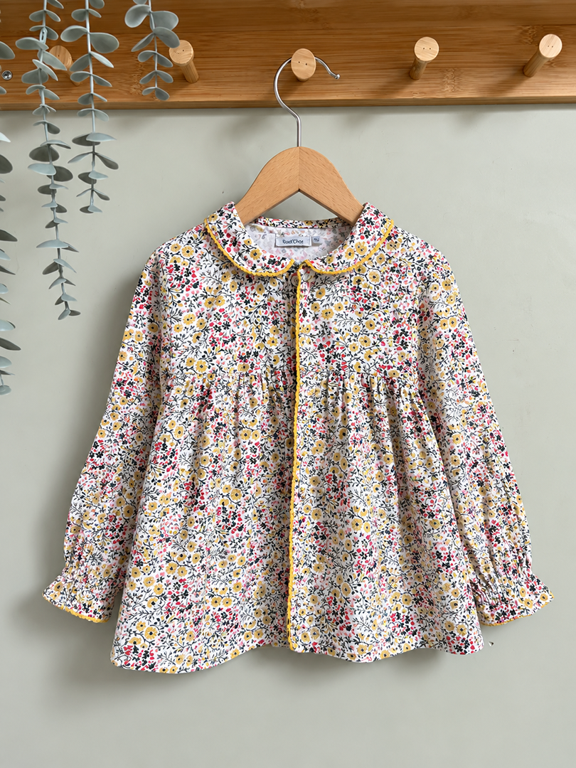 Chemise blouse joli col fille mi-saison Bout'chou manches longues fleurs 3 ans
