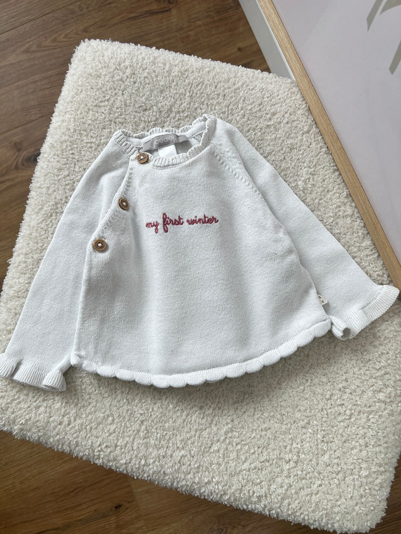 Gilet Brassière fille Obaïbi - 1 mois - Blanc