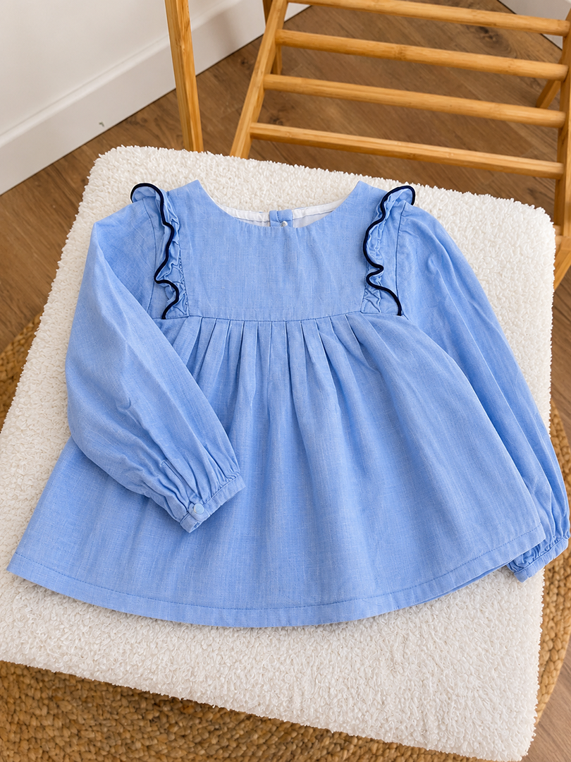 Blouse Jacadi fille 18 mois manches longues mi-saison bleu ciel