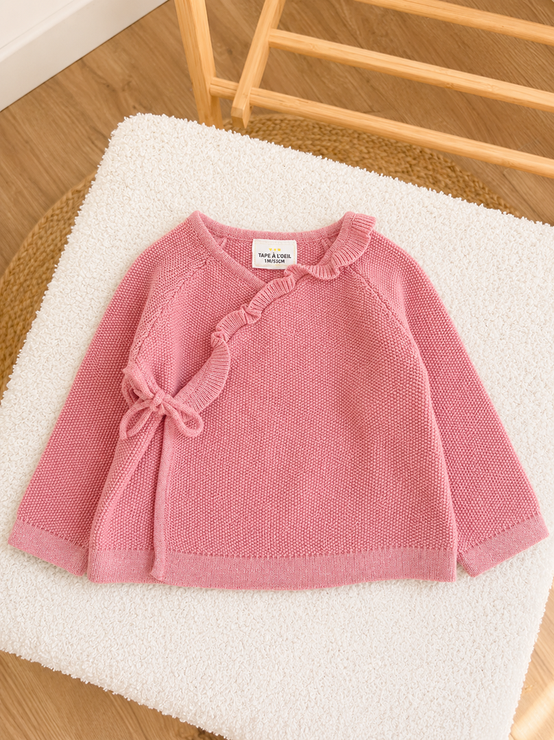 Gilet cache-coeur rose fille Tape à l'oeil 1 mois