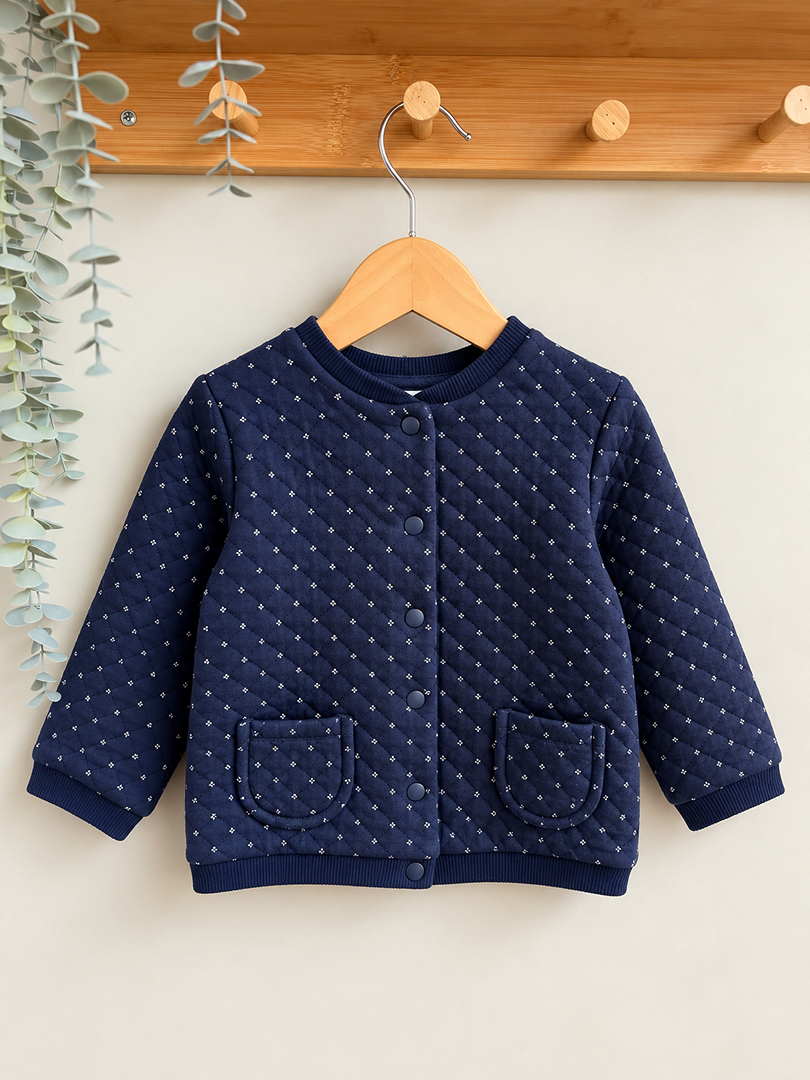 Gilet matelassé fille Bout'chou bleu marine mi-saison manches longues 3 ans