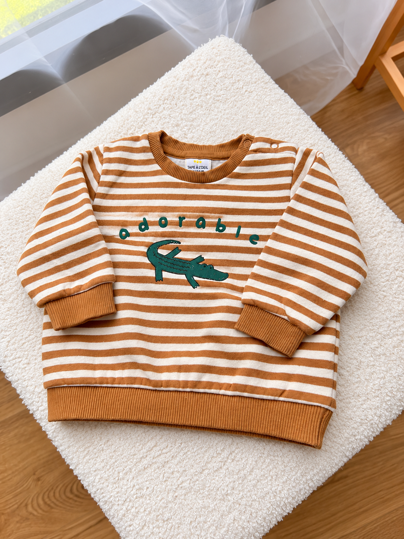 Pull rayé marron Tape à l'œil garçon 9 mois hiver manches longues