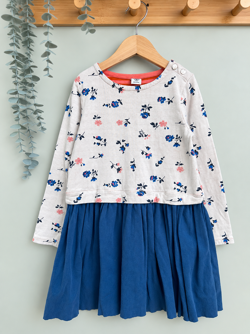 Robe fille Petit Bateau rose et bleue 6 ans mi-saison manches longues