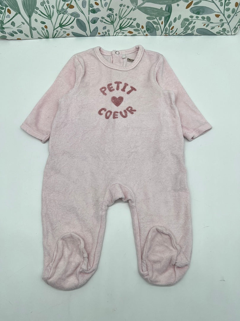Pyjama 1 pièce en velours fille Orchestra - 3 mois - Rose