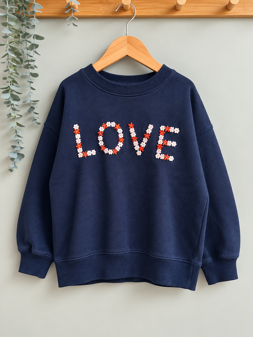 Sweat fille Monoprix Kids bleu marine manches longues mi-saison 5 ans