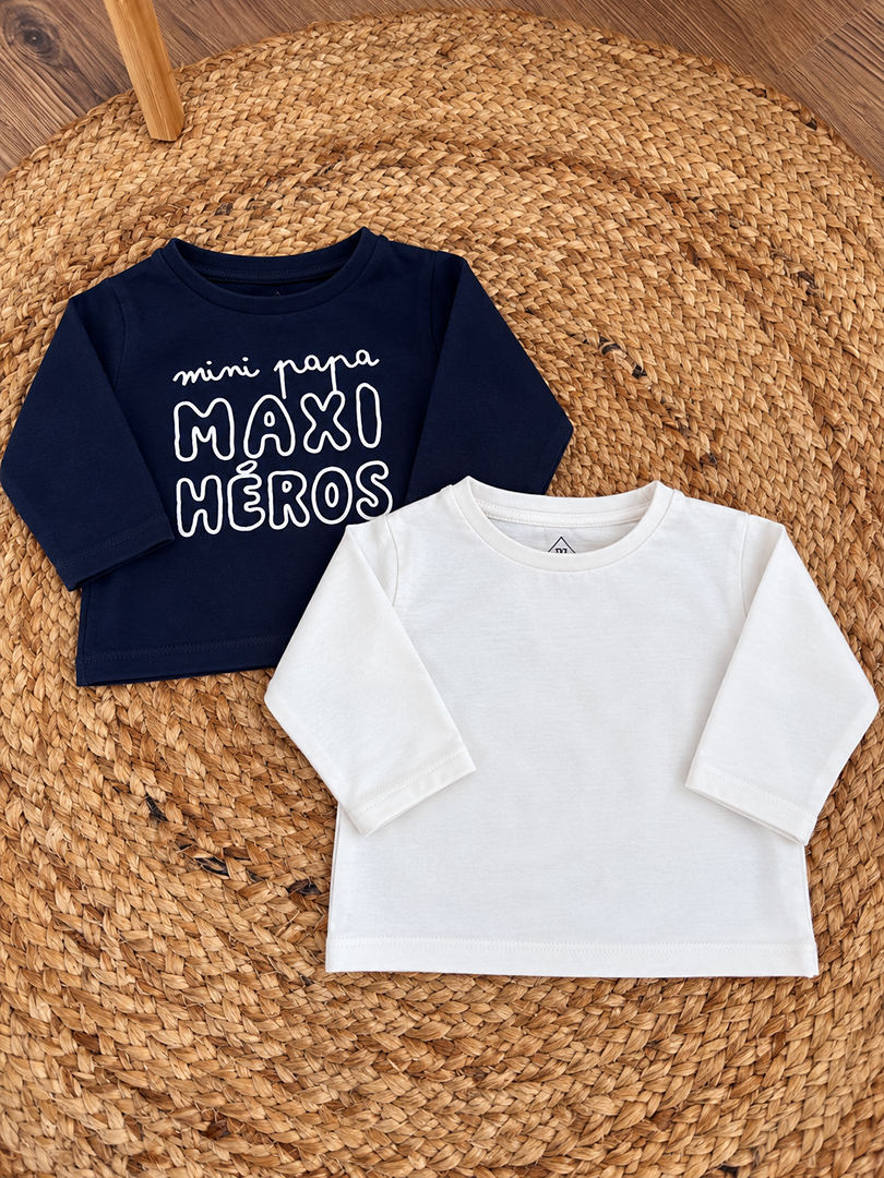 Lot de 2 t-shirts manches longues Bébé garçon mi-saison 12 mois Gemo Tex baby