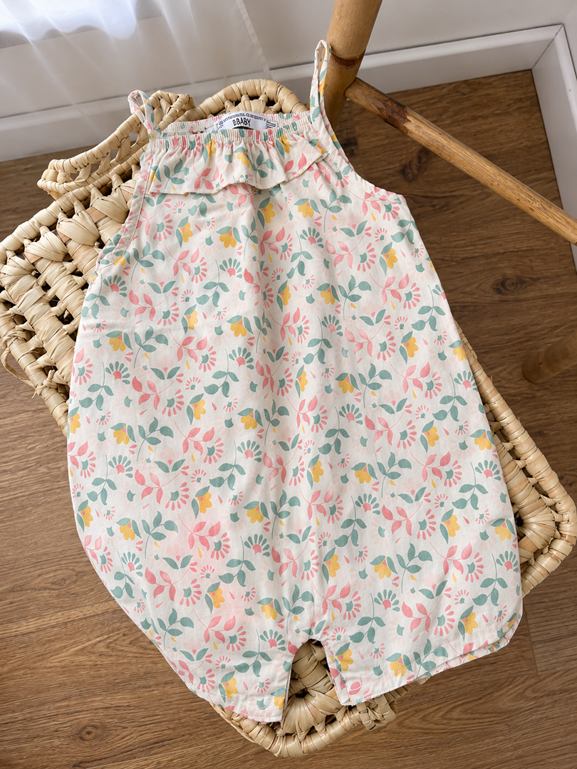 Barboteuse fluide fleurie été fille Fashion Private Company - 2 ans - Crème