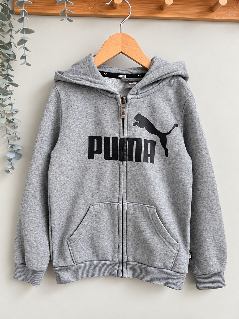Gilet zippé à capuche Puma gris garçon mi-saison manches longues 6 ans