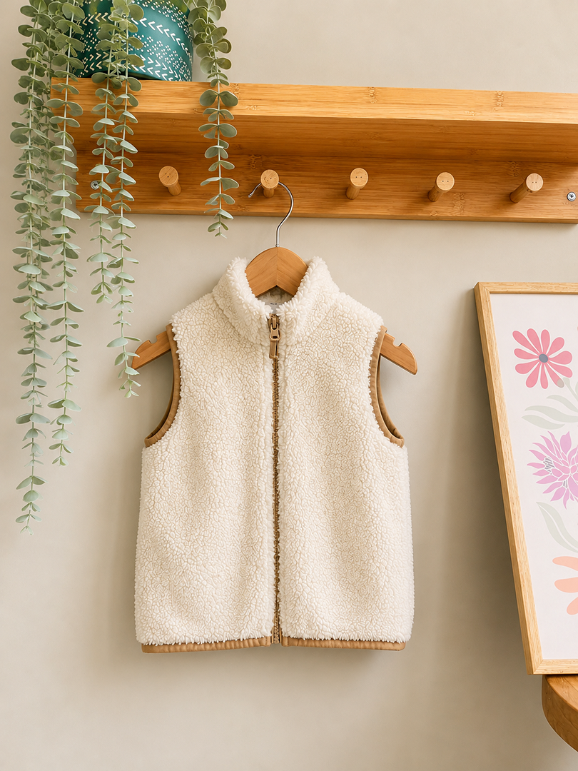 Gilet veste polaire sans manches crème Tape à l'oeil Tao 2 ans garçon