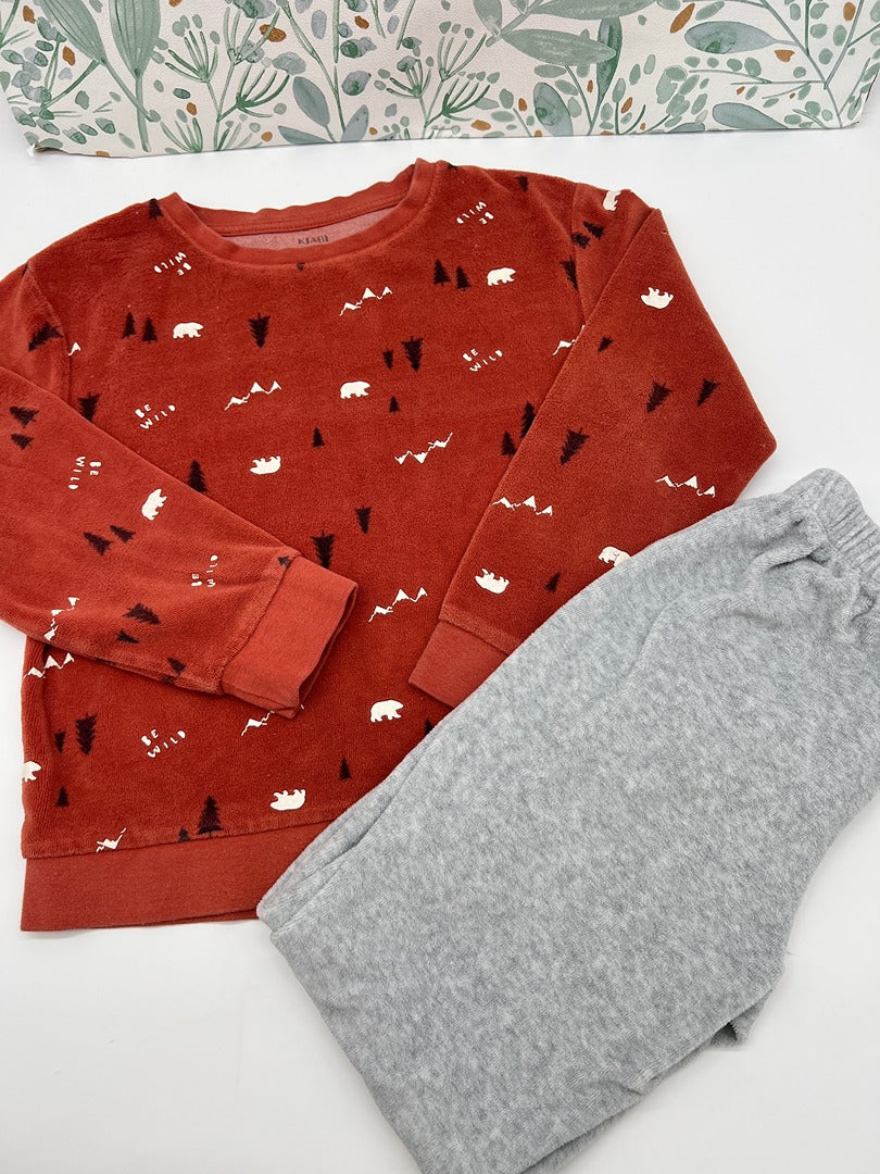 Pyjama 2 pièces velours Kiabi - 8 ans - Orange - Garçon