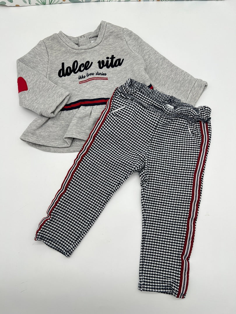 Ensemble pull + pantalon Ikks - 6 mois - Gris fille