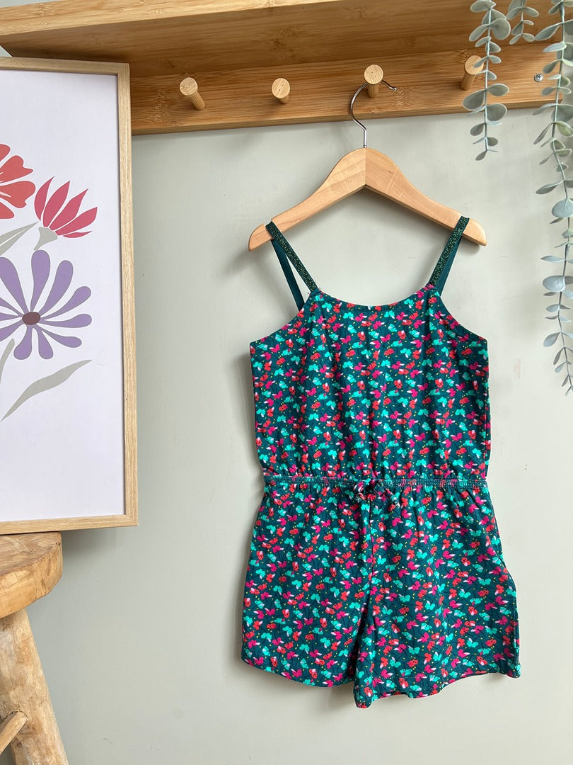 Combishort vert fille Du Pareil au même 4 ans fleurs été
