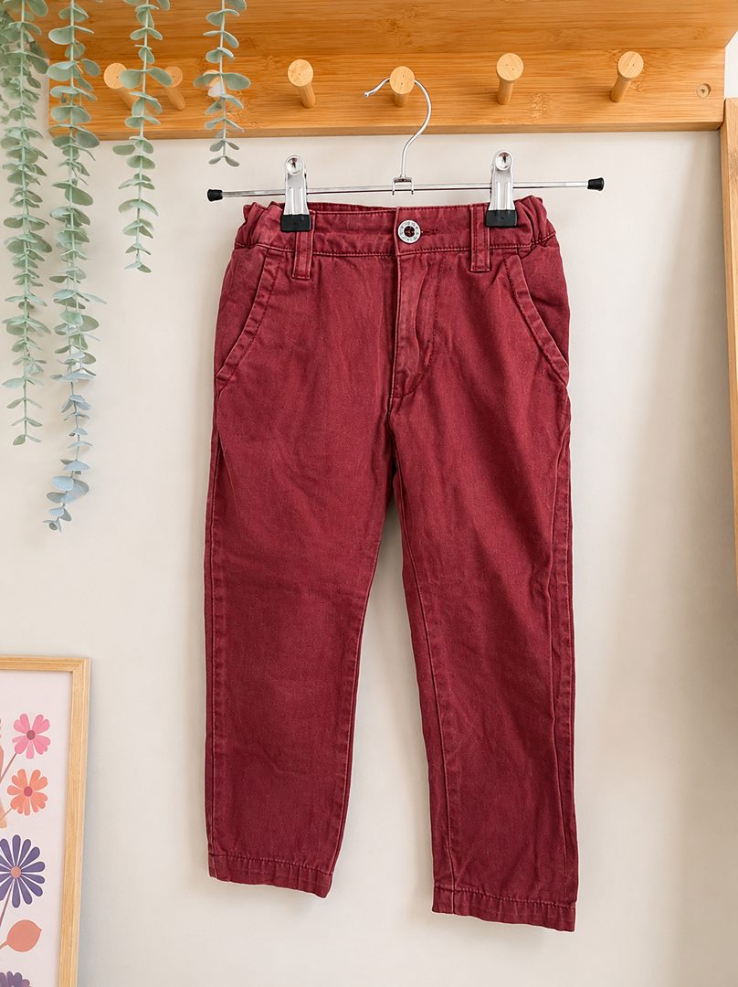 Pantalon chino Timberland garçon bordeaux 4 ans mi-saison
