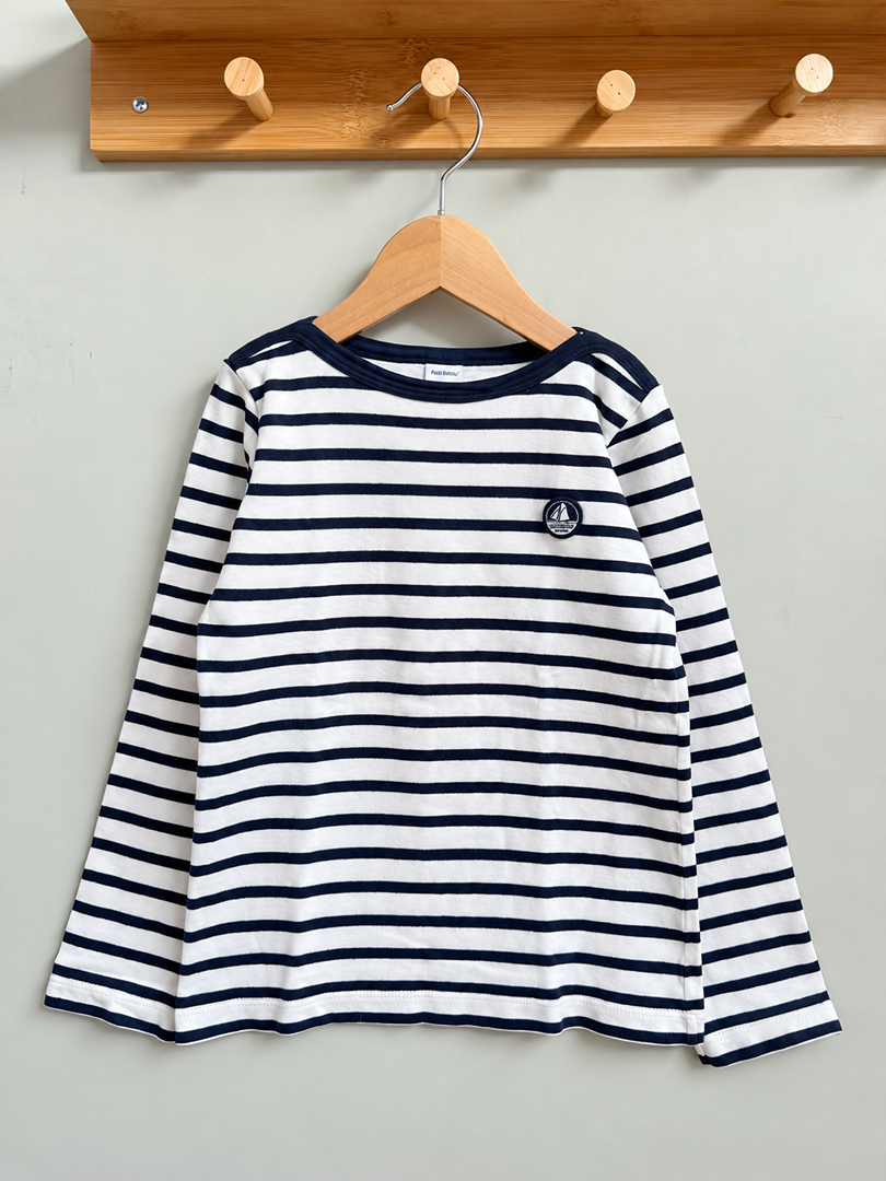 T-shirt marinière Petit Bateau garçon 8 ans manches longues mi-saison