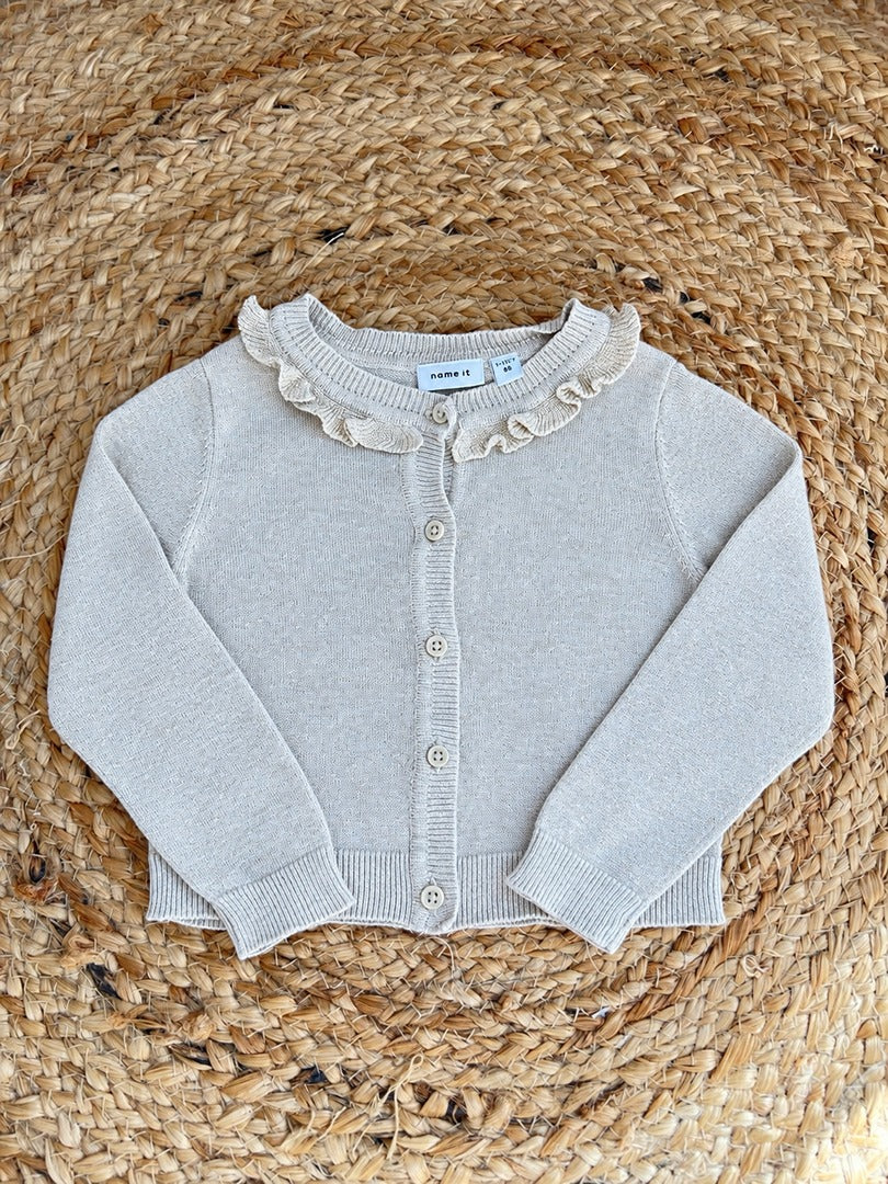 Gilet fille Name It beige mi-saison col à volants manches longues 2 ans