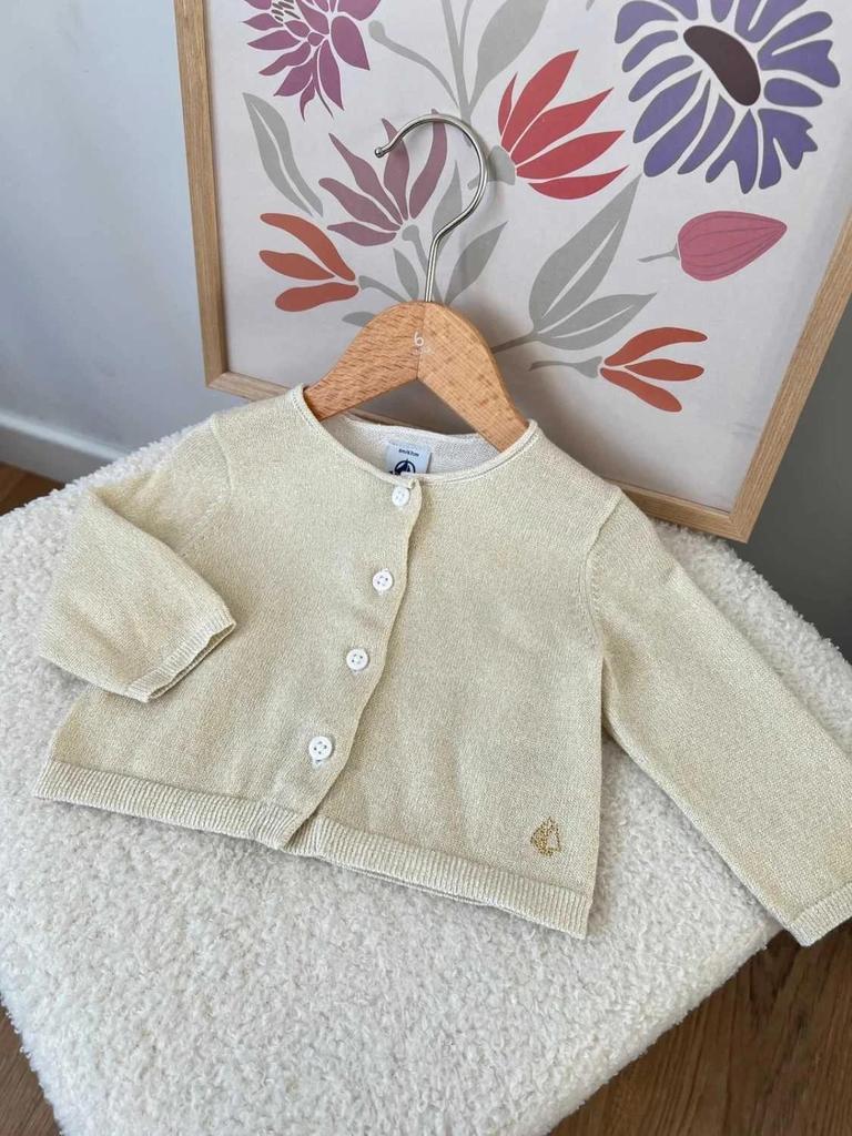 Gilet beige avec détail doré fille - Petit Bateau 6 mois
