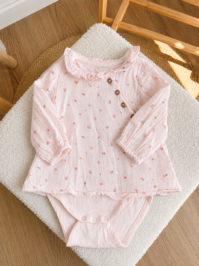 Body blouse rose Tape à l'oeil fille 12 mois mi-saison manches longues