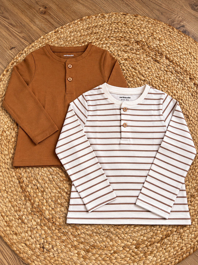 Lot de 2 t-shirts manches longues garçon mi-saison vertbaudet 3 ans
