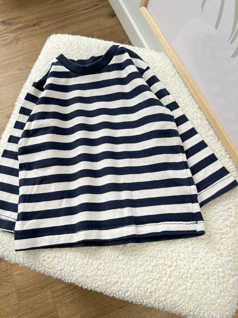 T-shirt manches longues rayé garçon Tex - 12 mois - Marine blanc