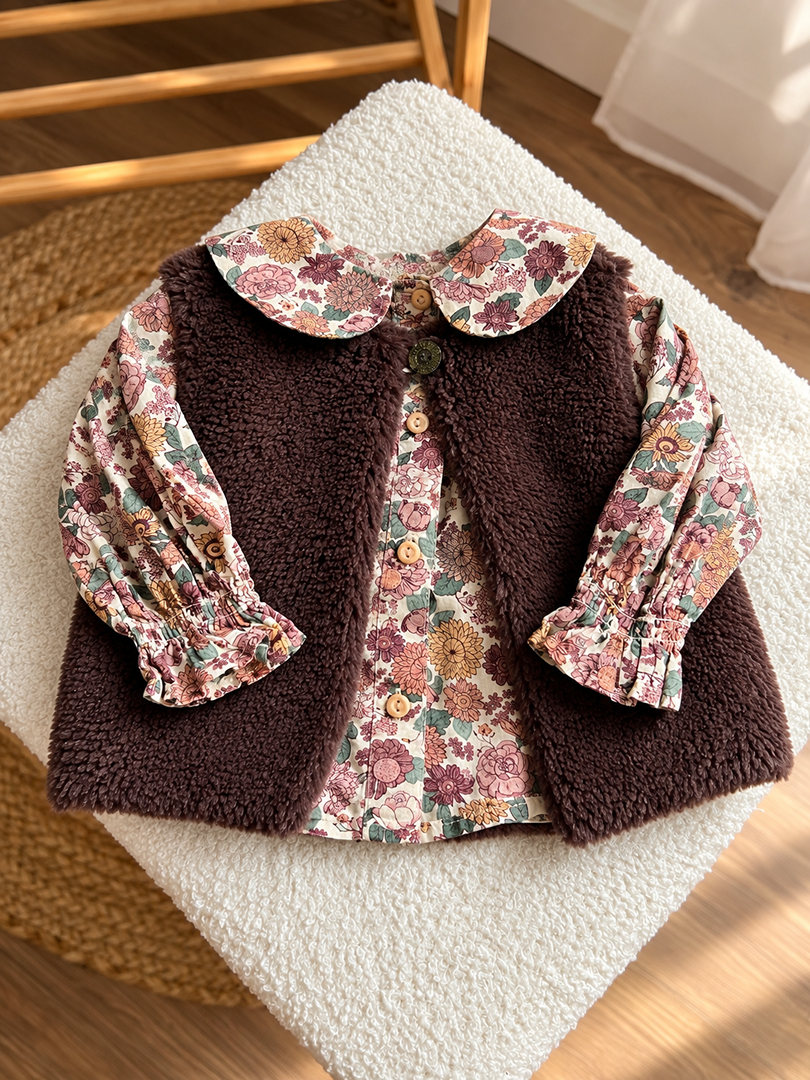 Ensemble chemise et gilet sans manches fille 6 mois automne mi-saison