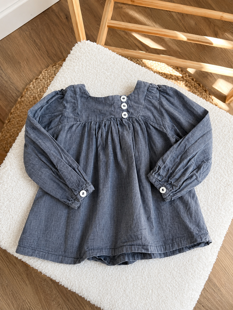 Blouse fille Petit Bateau 12 mois grise manches longues mi-saison