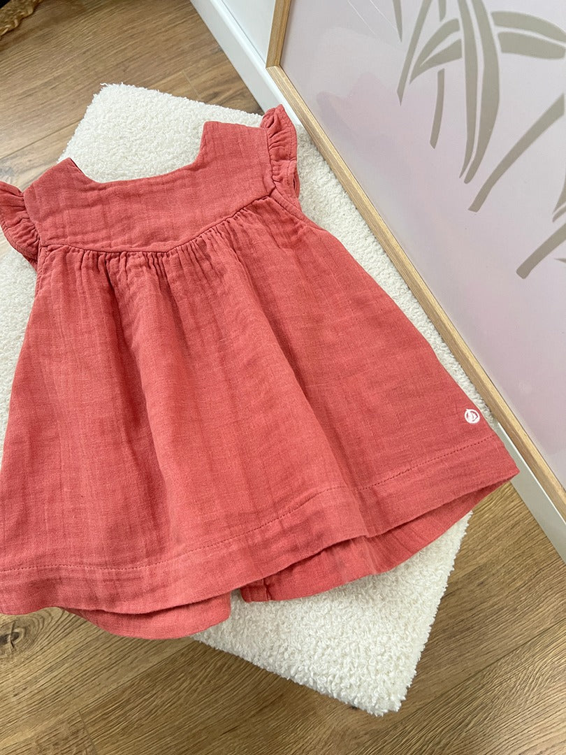 Robe gaz de coton été Petit Bateau - 3 mois - Corail - Fille