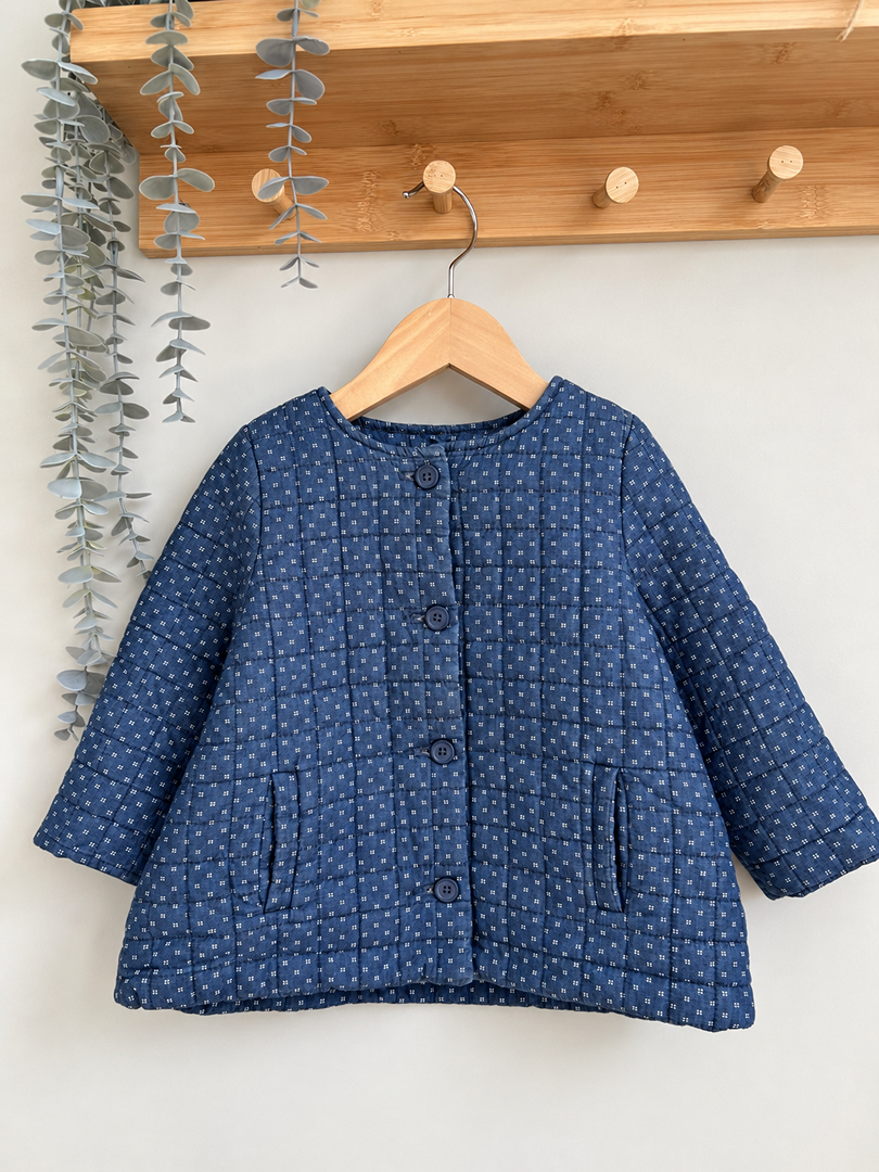 Veste matelassée fille bout'chou bleu mi-saison manches longues 18 mois