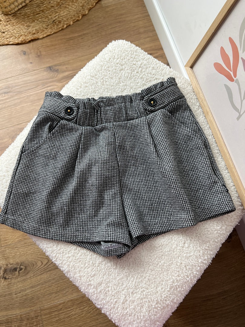 Short fille Okaïdi 6 ans pied-de-poule noir mi-saison