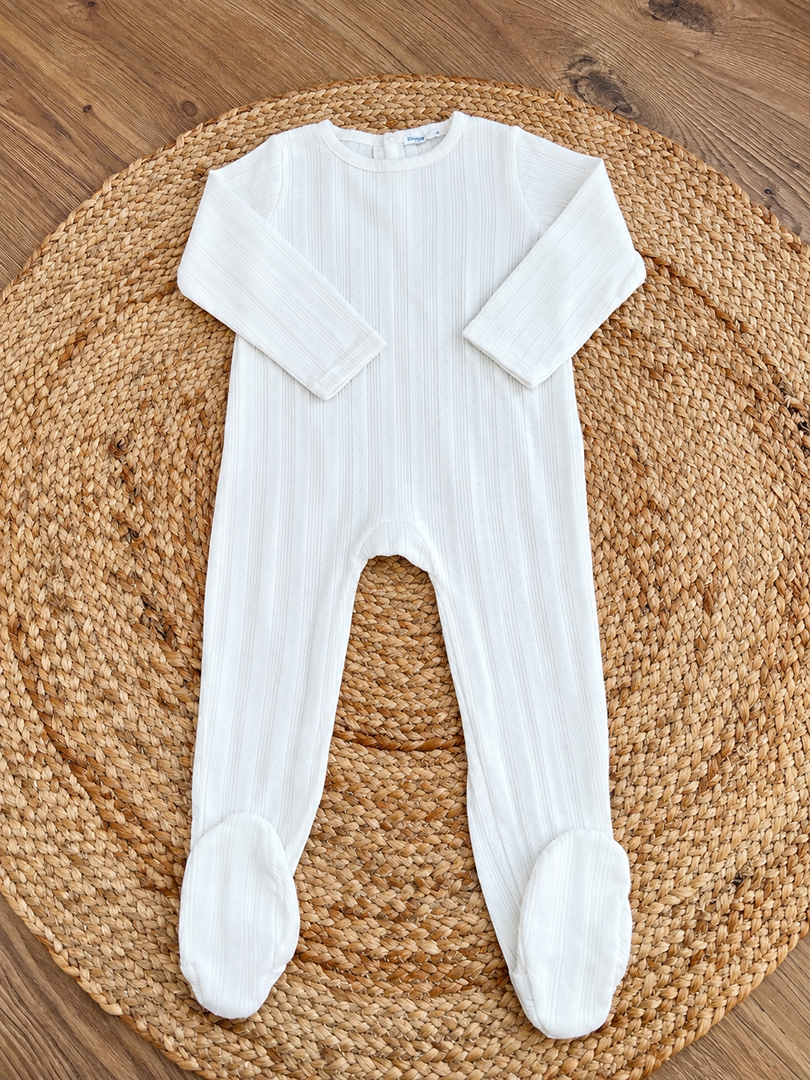 Pyjama 1 pièce jersey bou'chou blanc fille 2 ans mi-saison manches longues