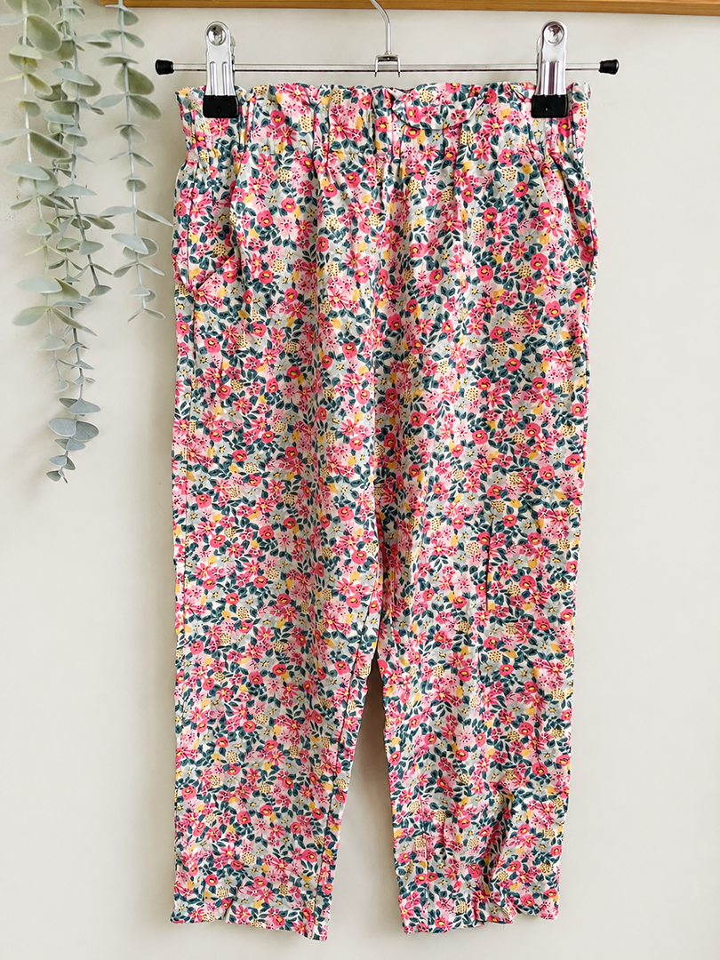 Pantalon fluide large fille Vertbaudet 4 ans à fleurs rose été